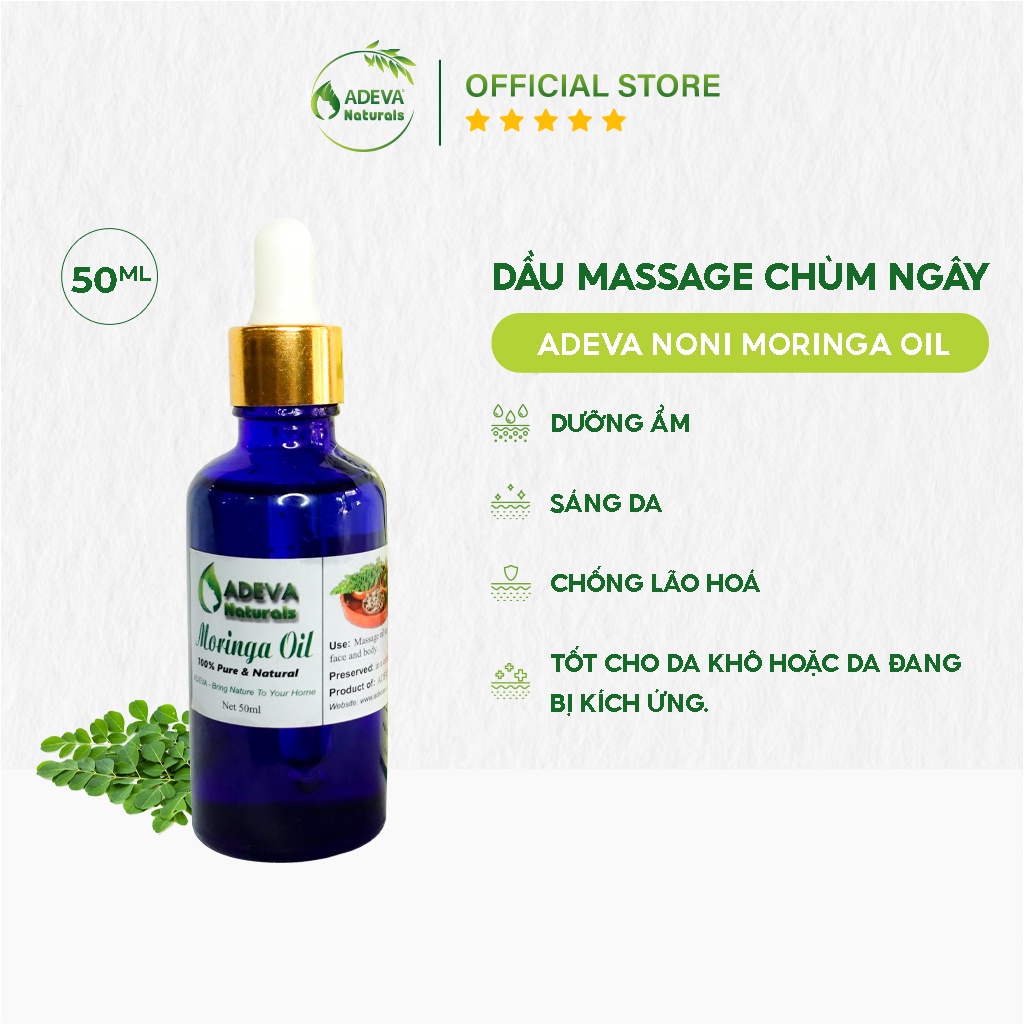 Dầu Massage Chùm Ngây ADEVA NONI MORINGA OIL Hỗ Trợ Vấn Đề Về Da Như Bệnh Chàm, Vảy Nến 50ML