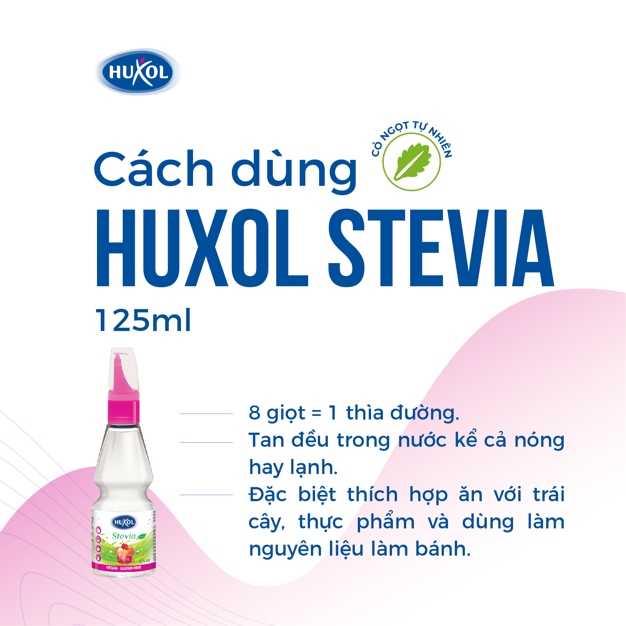 Combo Đường Ăn Kiêng Sweetener Huxol - 1xCỏ Ngọt Stevia 125ml-2xOriginal 200ml - Nhập khẩu từ Đức - Dành cho người tiểu đường, giảm cân, cao huyết áp