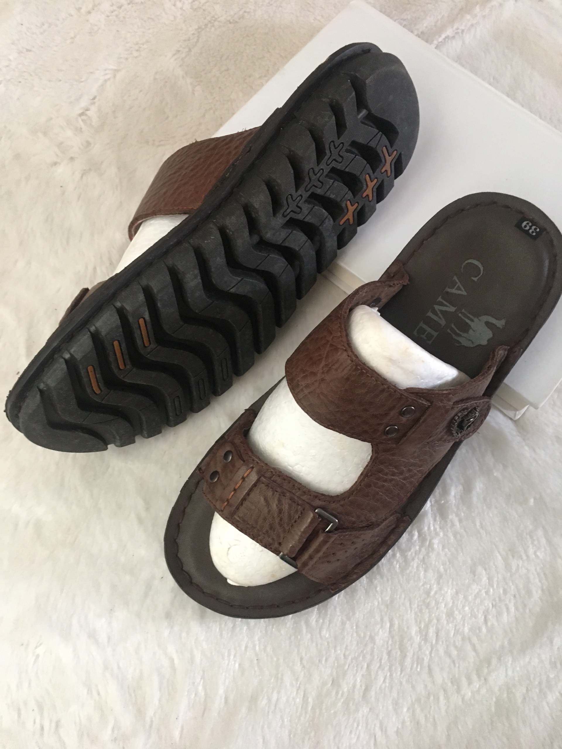 Dép da quai ngang lẻ size 39/41 SALE-Hỗ trợ khâu-DD 7935