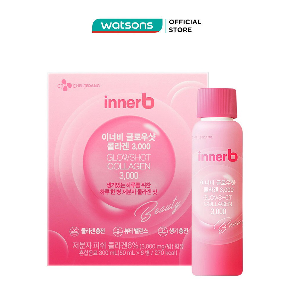 Nước Uống Innerb Glowshot Collagen Căng Mịn Sáng Da 300ml (50ml x 6 Chai)