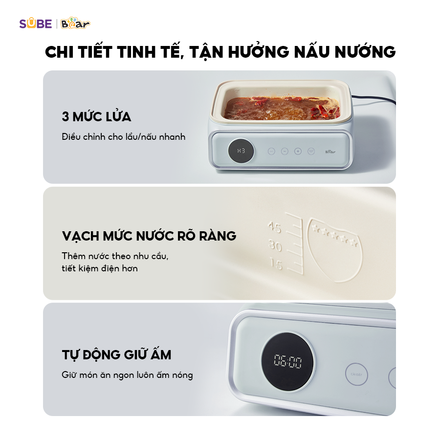 Nồi Hấp Bear Nồi Hấp Điện 3 tầng Nồi Lẩu Điện Kèm Hấp Đa Năng Cảm Ứng Hấp Lẩu Hầm Healthy Tiết Kiệm Điện - Hàng Chính Hãng DZG-P20W7