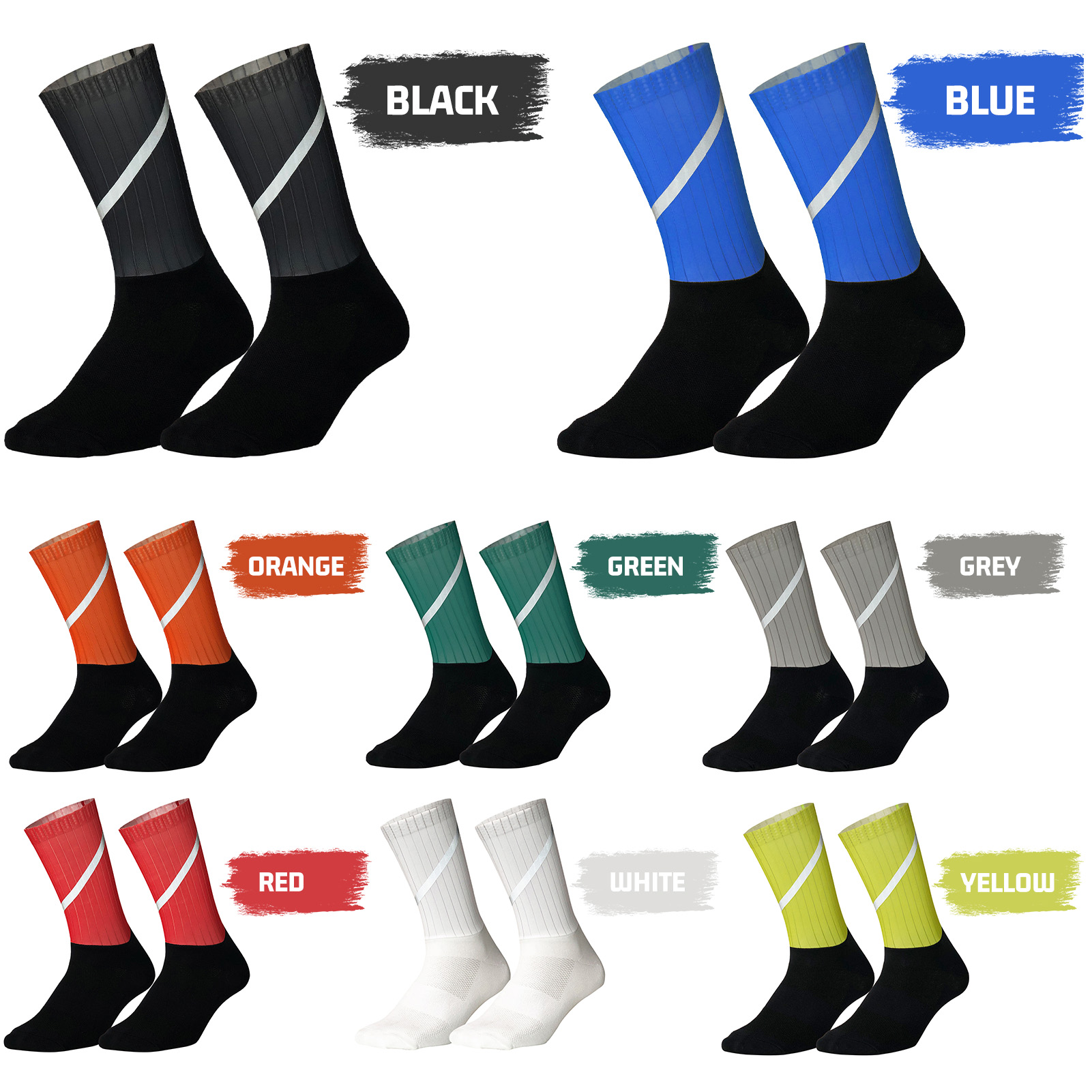 Vớ unisex đi xe đạp có sọc phản quang, chống trượt silicon, thoáng khí, vận động dễ dàng - một size