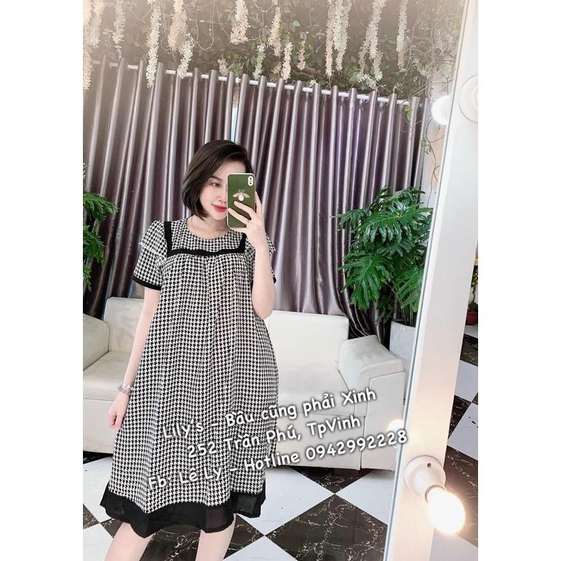 Đầm bầu thời trang thiết kế dự tiệc giá rẻ đẹp,váy bầu suông kẻ sọc sang chảnh  xinh xắn