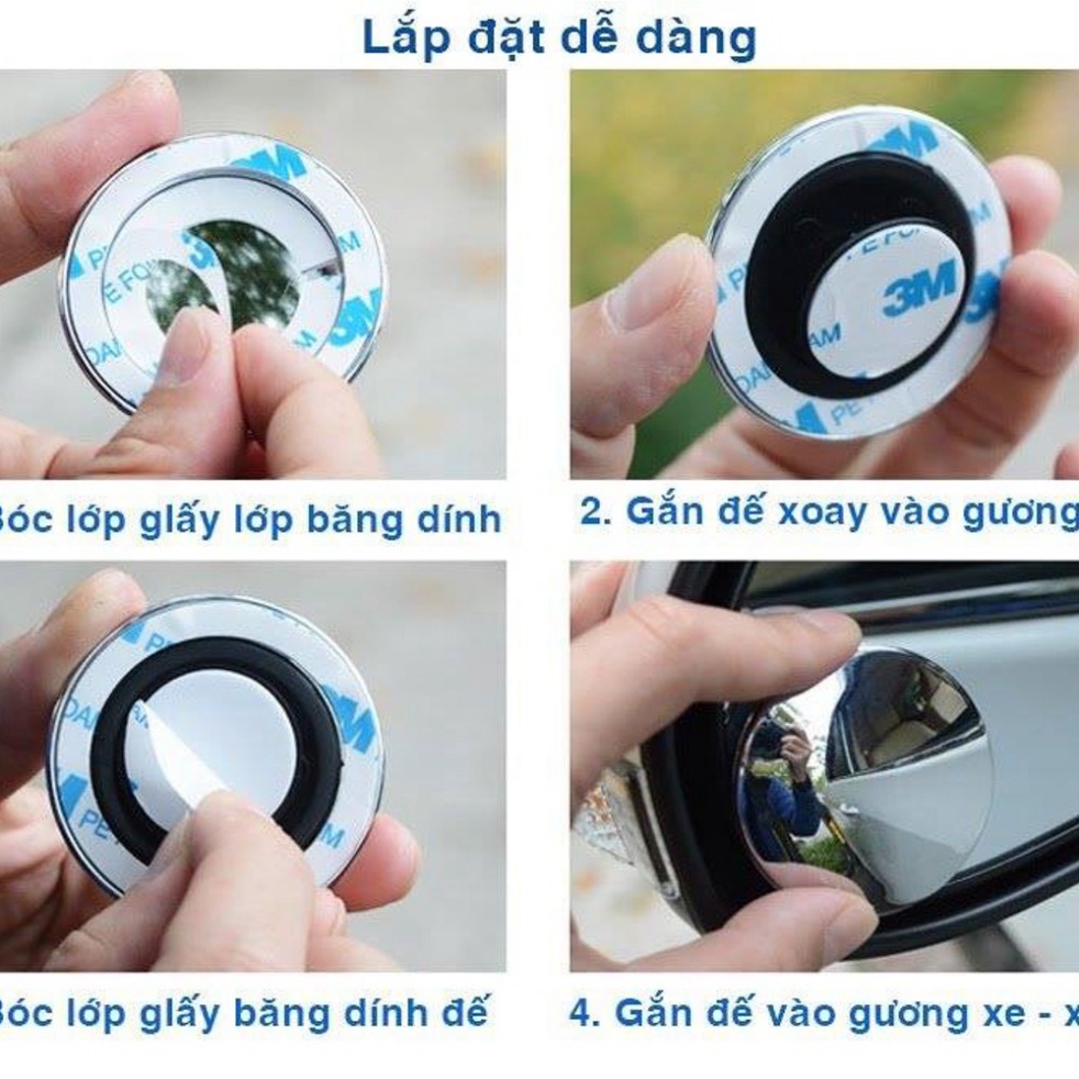 Gương cầu lồi góc rộng xoay 360 độ xóa điểm mù cho ô tô xe máy