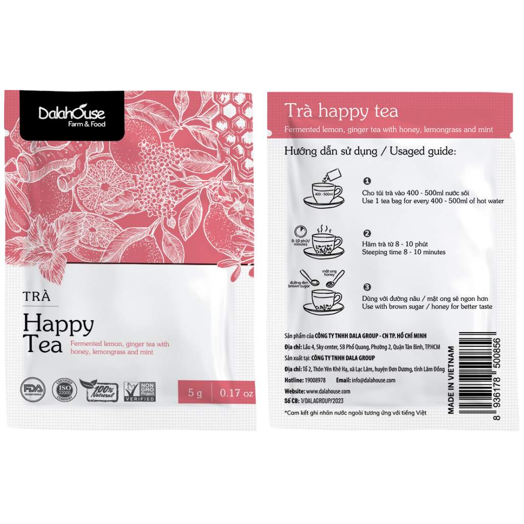 Combo 15 gói Trà thảo dược Lên Men Happy Tea - Cung cấp lợi khuẩn ổn định hệ vi sinh đường ruột, Giảm mệt mỏi, ngủ ngon