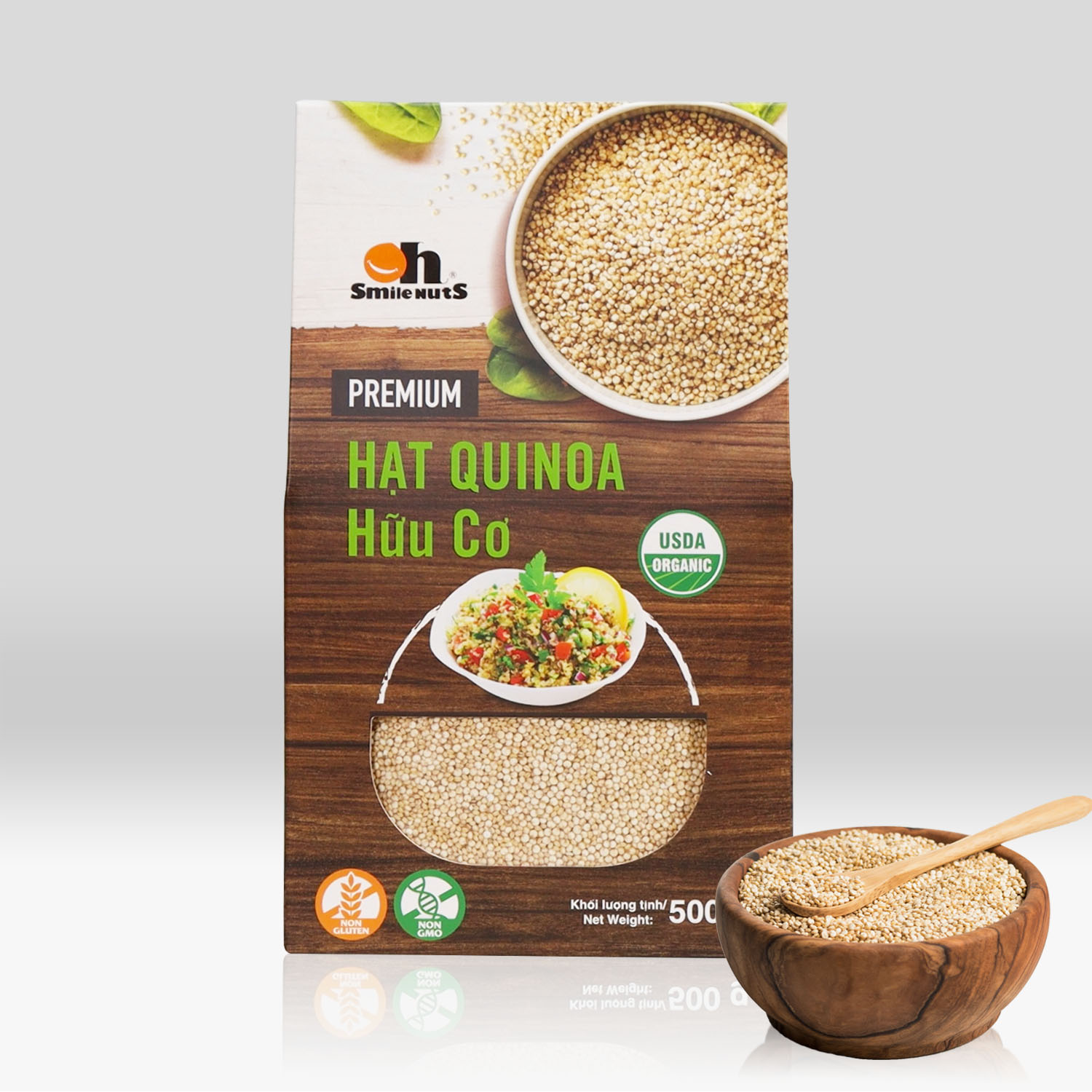 Hạt Quinoa Trắng Smile Nuts hộp giấy 500g - White Quinoa Seed Smile Nuts 500g