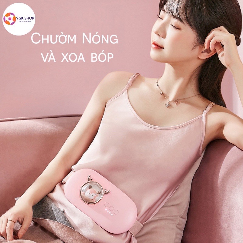 ￼Đai massage giảm đau bụng kinh, máy chườm ấm bụng cho phụ nữ 6 mức độ nóng giảm đau lưng làm tử cung khi đến kì