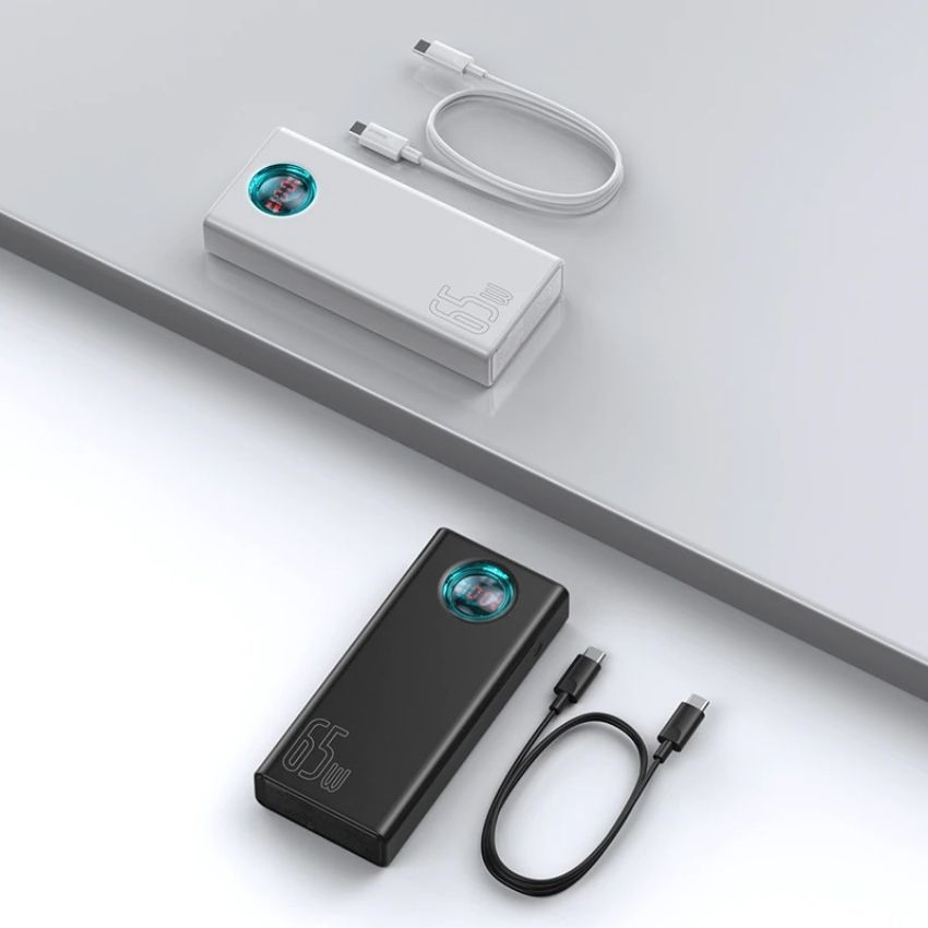 Pin sạc dự phòng công suất cao 65W dung lượng 30000mAh Baseus Amblight Digital Display Quick Charge Power Bank ( USB*4 + Type C Input/Output + Light-ning + Micro USB)- PPLG- Hàng chính hãng