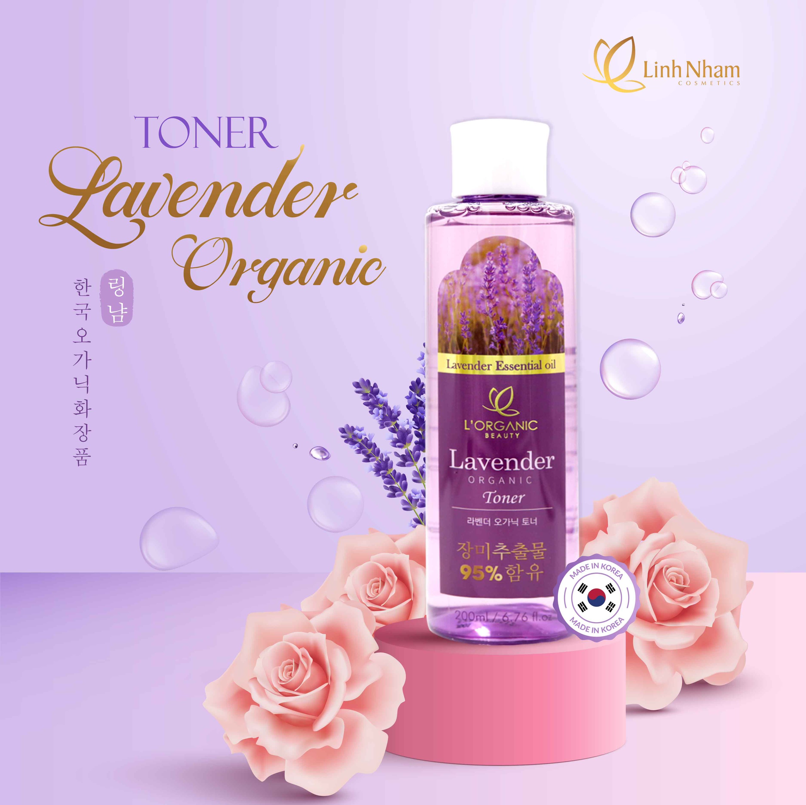 Nước hoa hồng/Toner Lavender Organic Linh Nhâm