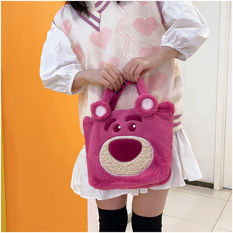 Túi Gấu Dâu Lotso Xách Tay Đeo Vai, Túi Tote Gấu Dâu Size Vừa