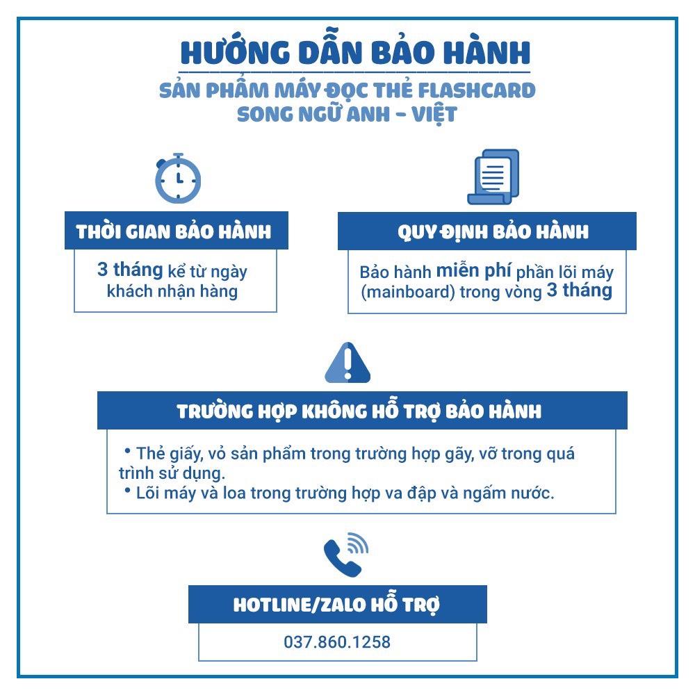 CÓ BẢO HÀNH Máy Đọc Thẻ Thông Minh FlashCard Song Ngữ Anh-Việt Cho Bé