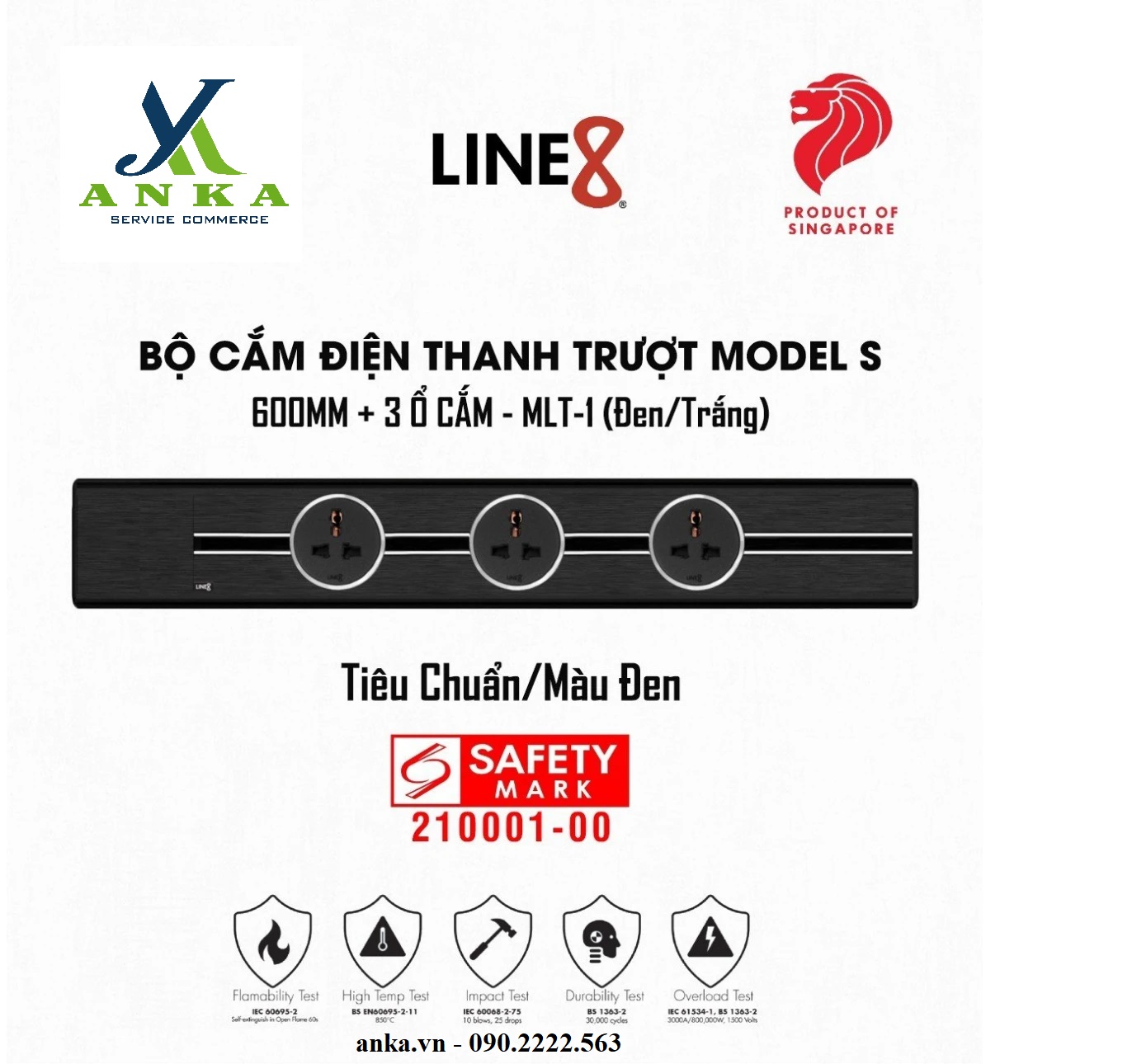 Ổ cắm điện thanh trượt Line8 Model S & 3 X Ổ Cắm MLT-1
