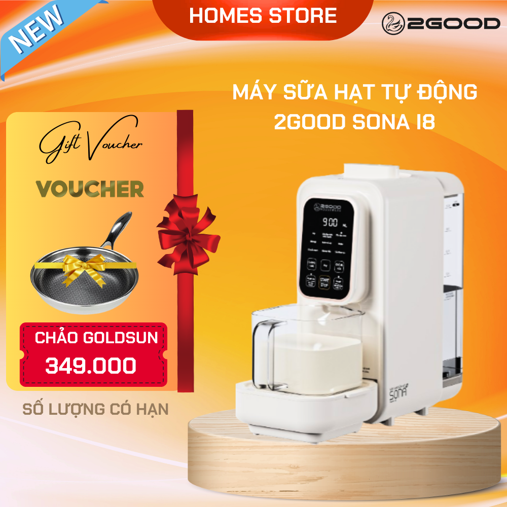 Máy Làm Sữa Hạt 2GOOD Sona I8 Chuyên Dụng Tự Động 100% - Thương Hiệu Malaysia Tự Vệ Sinh Gồm Nhiều Chế Độ Nấu Dung Tích 1.2 Lít Công Suất 1000 W - Hàng Chính Hãng