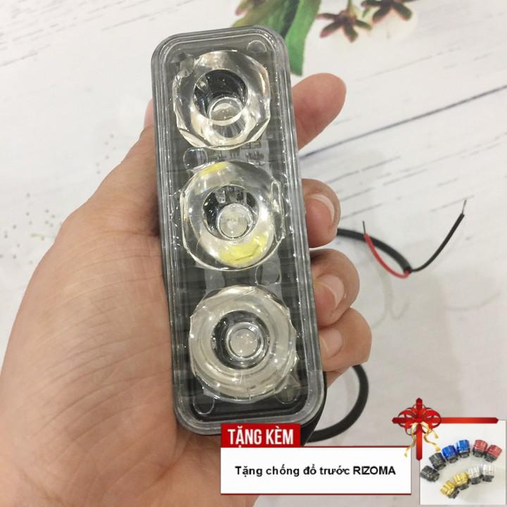 Đèn LED trợ sáng C3 - 3 màu cho xe máy A226-KR6 - Tặng kèm bộ chống đổ trước răng cưa