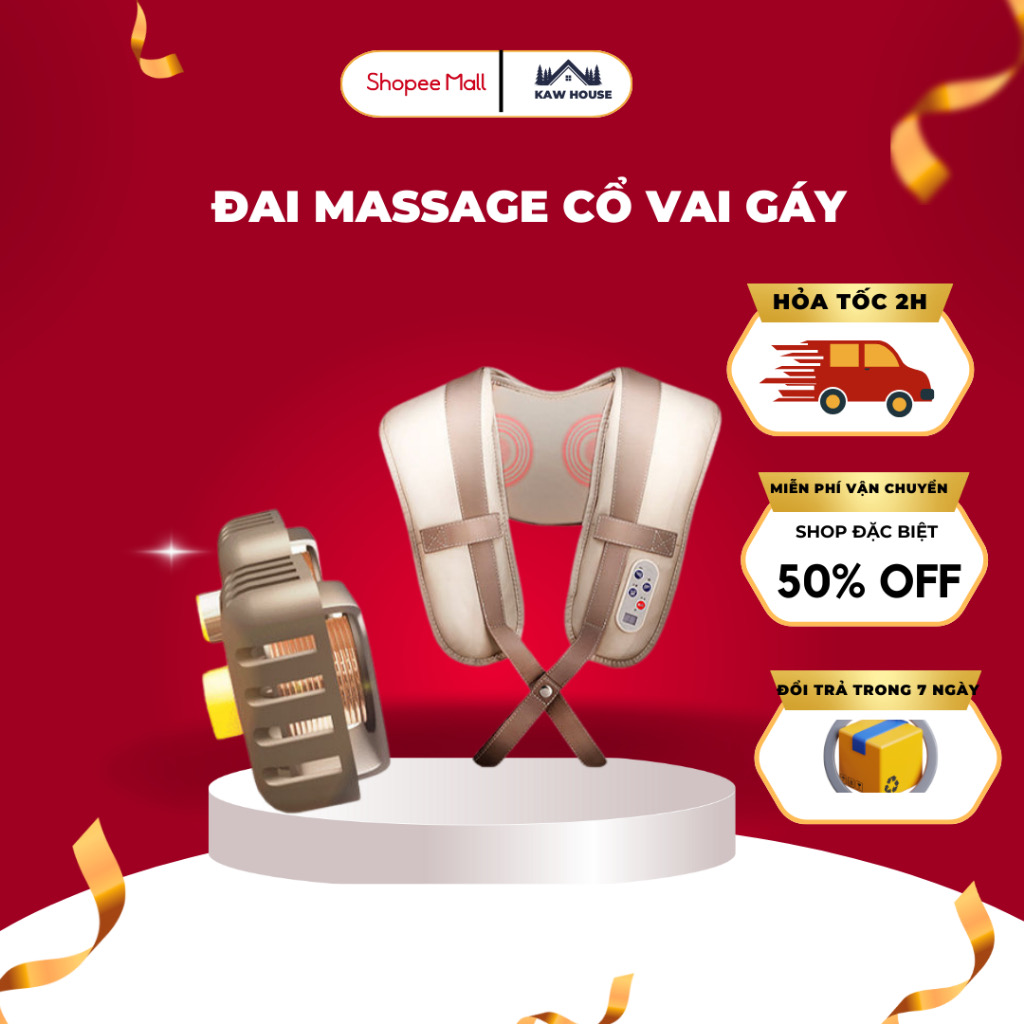 ￼Đai massage KAW đấm lưng vai cổ gáy toàn thân W-808 giảm đau nhức mệt mỏi, thoải mái khi sử dụng