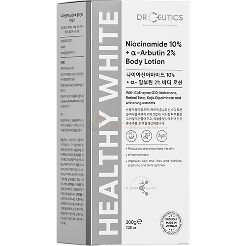 Sữa dưỡng thể DrCeutics Niacinamide 10% + Alpha Arbutin 2% Body Lotion giúp cải thiện độ đàn hồi săn chắc của da (200g) - Hàng chính hãng