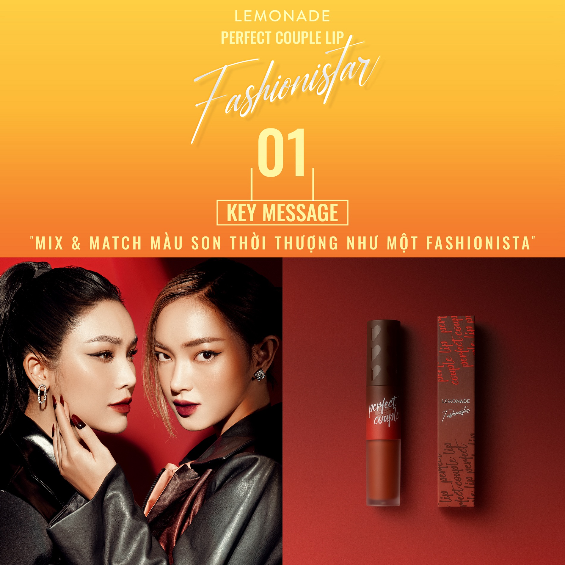 Combo Lemonade Son Perfect Couple Lip Fashionistar 8g và Chì kẻ mày 2 đầu Want It Got It 2.75g