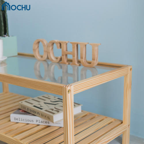 Bàn Trà Sofa Mặt Kính OCHU Khung Gỗ Hình Chữ Nhật  - Glass Table