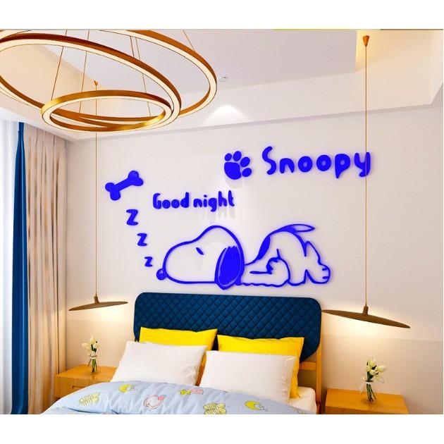 Giấy dán tường phòng ngủ Chú chó hiệu ứng 3D Snoopy Goodnight Lớn m