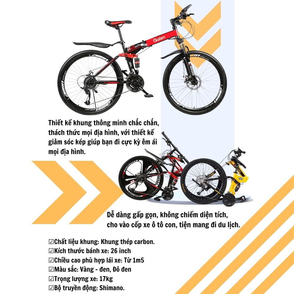 Xe Đạp Thể Thao Địa Hình Gấp Gọn Ngoài Trời Khung Nhôm 27 Tốc Độ Vành 26 Inch