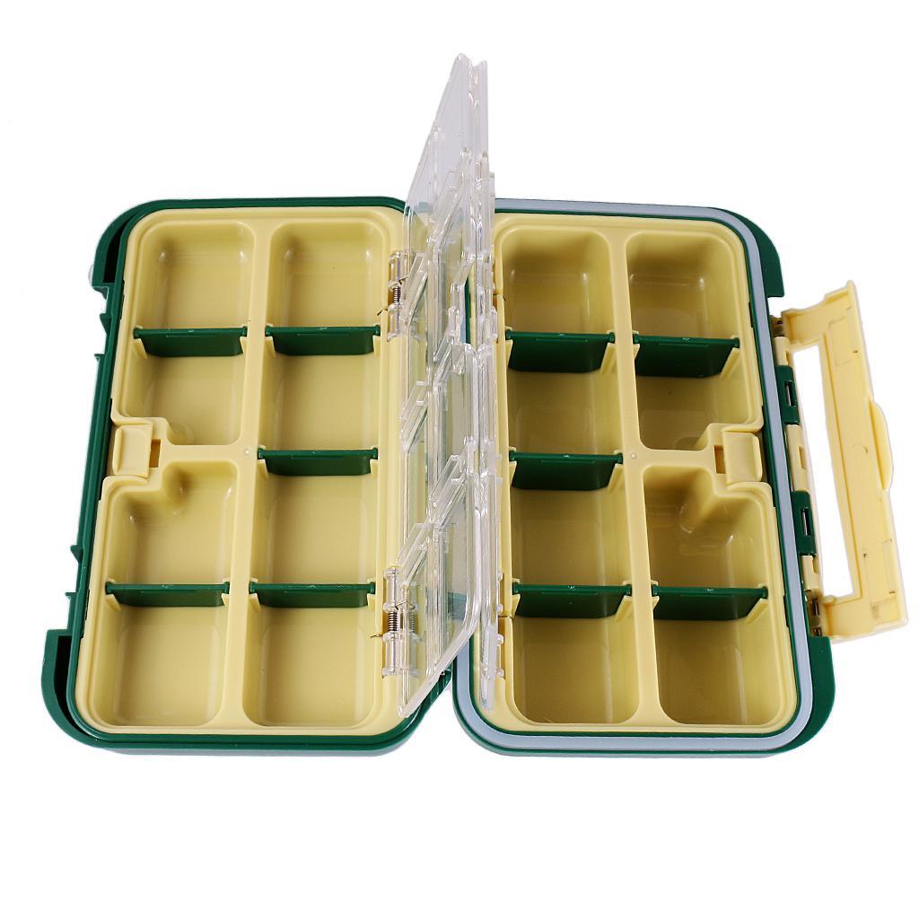 Green Double Side Plastic Fishing Tackle Box-16 slot Hooks Swivel Bead Case