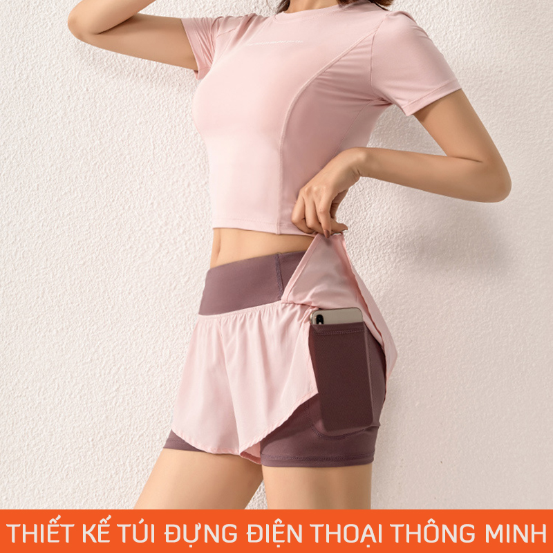 Quần tập gym nữ cạp cao Louro QL35, kiểu quần short nữ tập yoga, gym, zumba, thông thoáng, co giãn 4 chiều