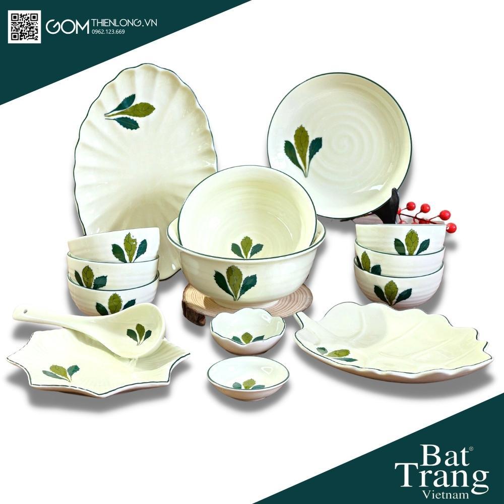 Bộ Bát Đĩa Cao Cấp Lá Ngò Gai - Bộ Bát Đĩa Sứ Bát Tràng Loại 1 - Gốm Thiên Long
