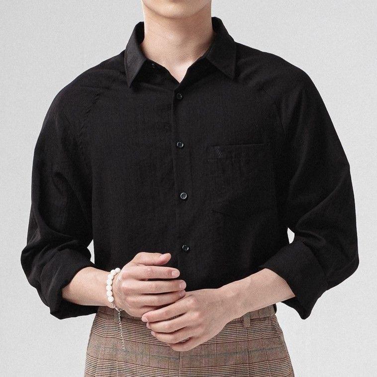 Áo sơ mi nam cổ đức SSSTUTTER form refined fit sơ vin linh hoạt linen thoáng mát RAGLAN LINEN SHIRT