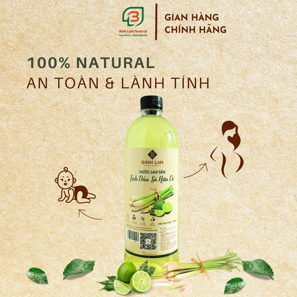 Combo 02 Nước lau sàn nhà tinh dầu sả đuổi muỗi, khử mùi, diệt khuẩn Bình Lam Natural 1000ml - 250ml