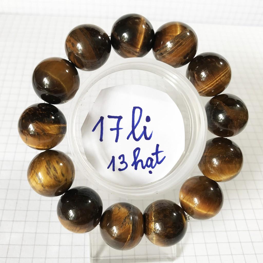 Vòng tay chuỗi hạt đường kính hạt 19 ly màu vàng nâu cho người mệnh Kim và Thổ