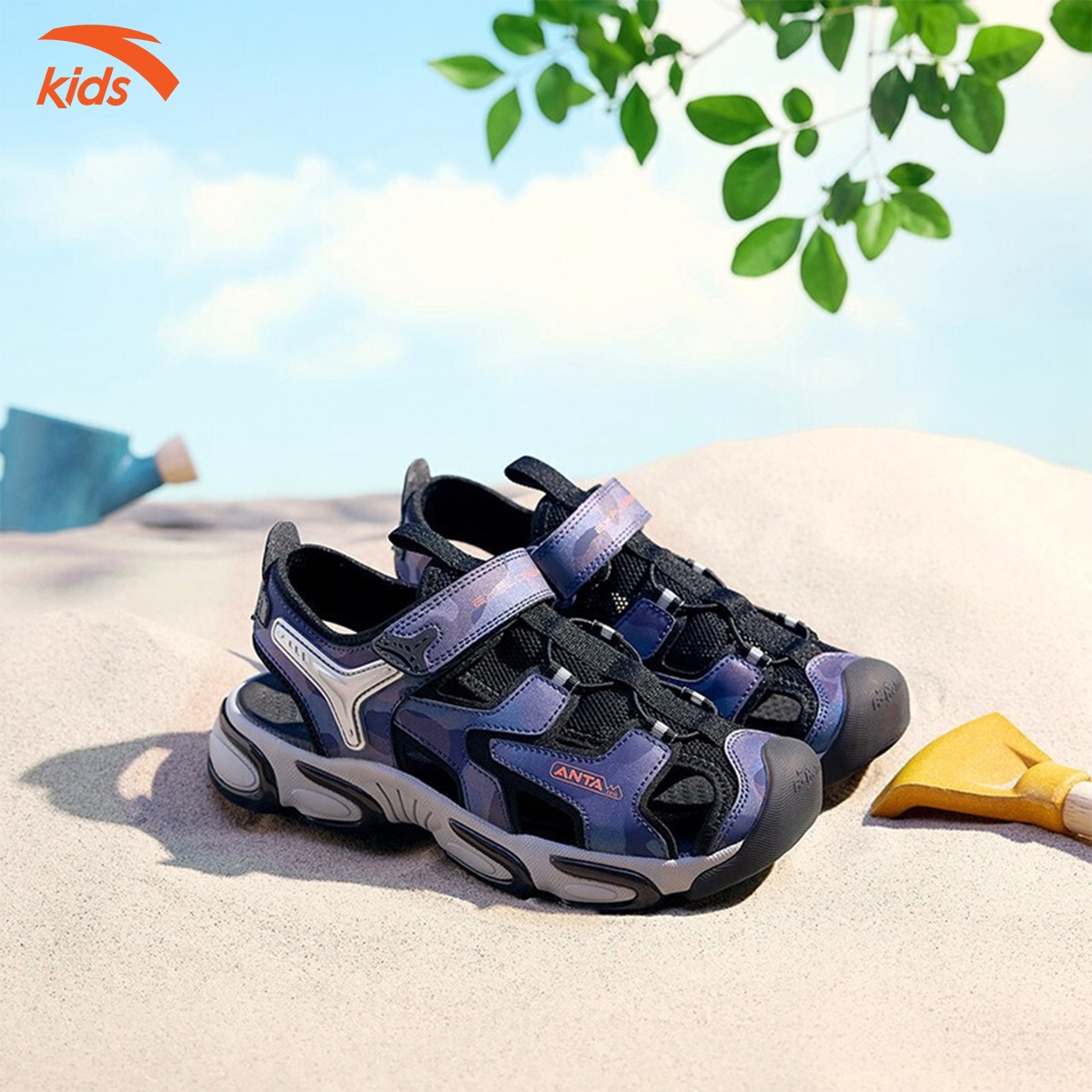 Sandals thể thao bé trai Anta Kids siêu nhẹ, quai dán tiện lợi, mặt lưới thoáng khí 312226936-2