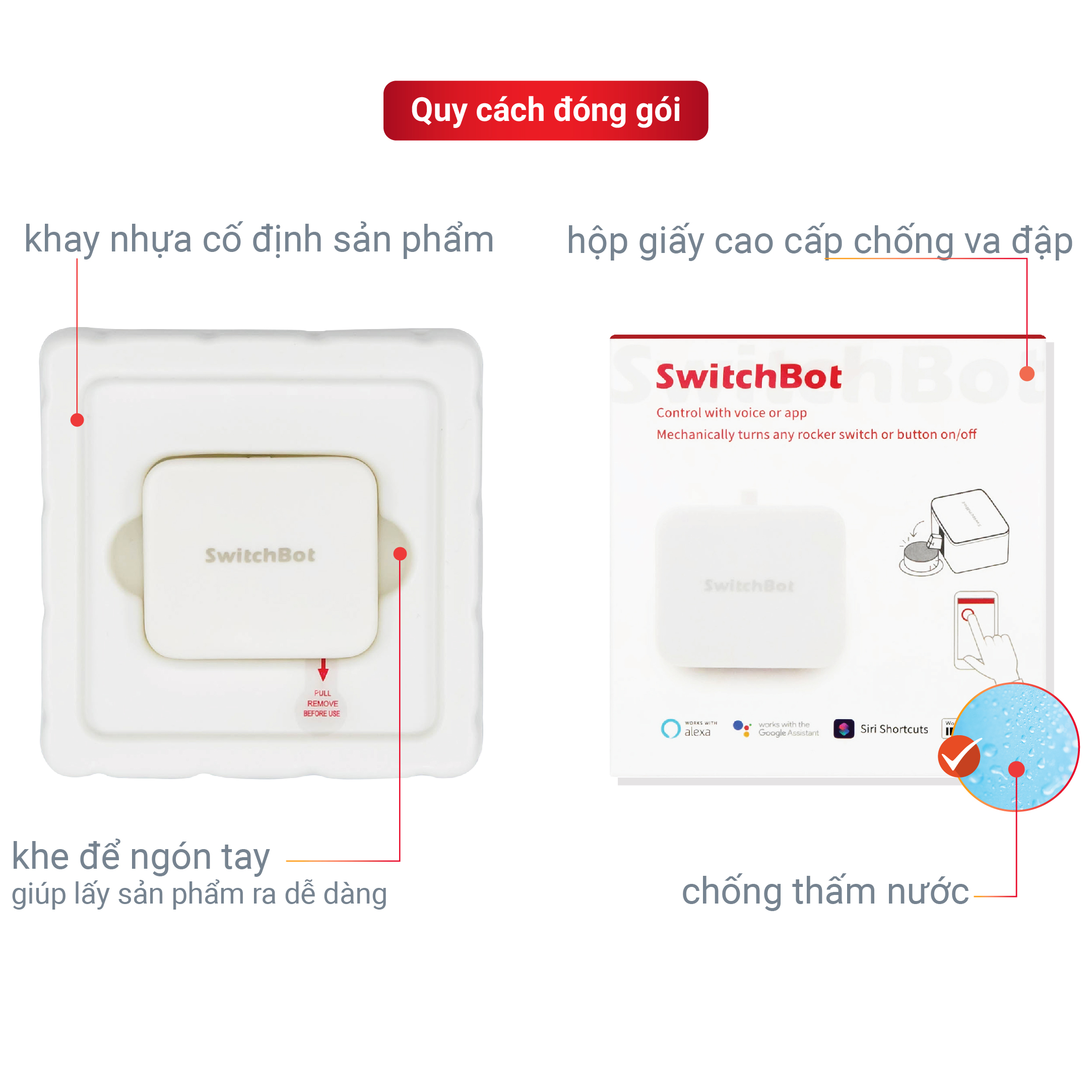 Công tắc thông minh, công tắc điều khiển từ xa SwitchBot Bot, chính hãng, không dây, điều khiển qua app, tương thích với Alexa, Google Home, HomePod and IFTTT