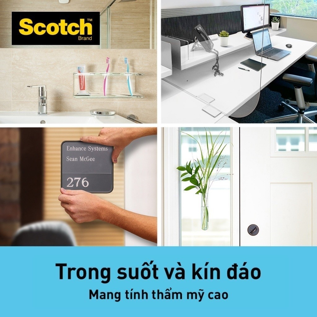 Băng dính hai mặt chịu lực trong suốt 3M Scotch 410-S19, 19mm x 1.5m, chịu trọng tải 3,3kg (1 cuộn)