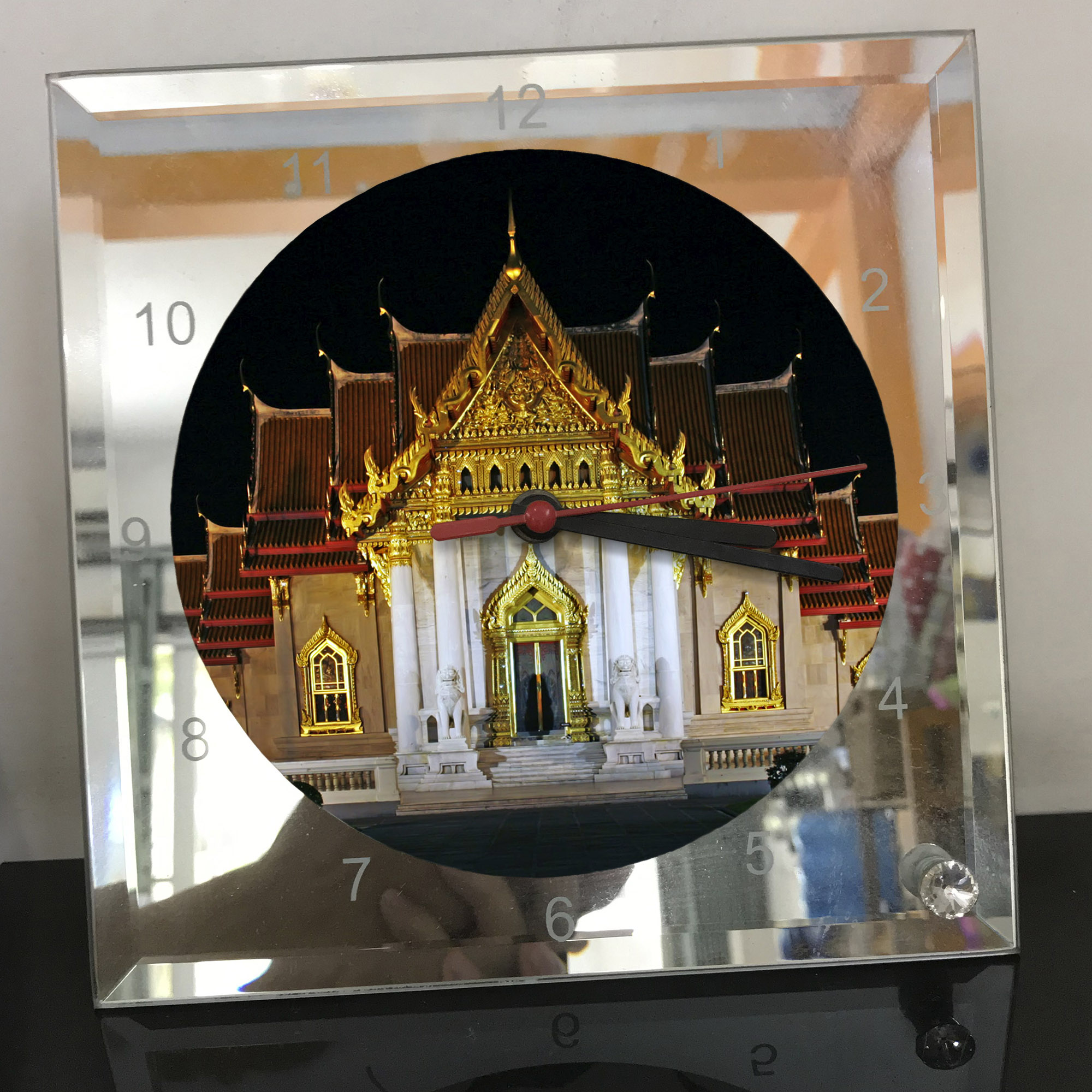 Đồng hồ thủy tinh vuông 20x20 in hình Buddhism - đạo phật (88) . Đồng hồ thủy tinh để bàn trang trí đẹp chủ đề tôn giáo