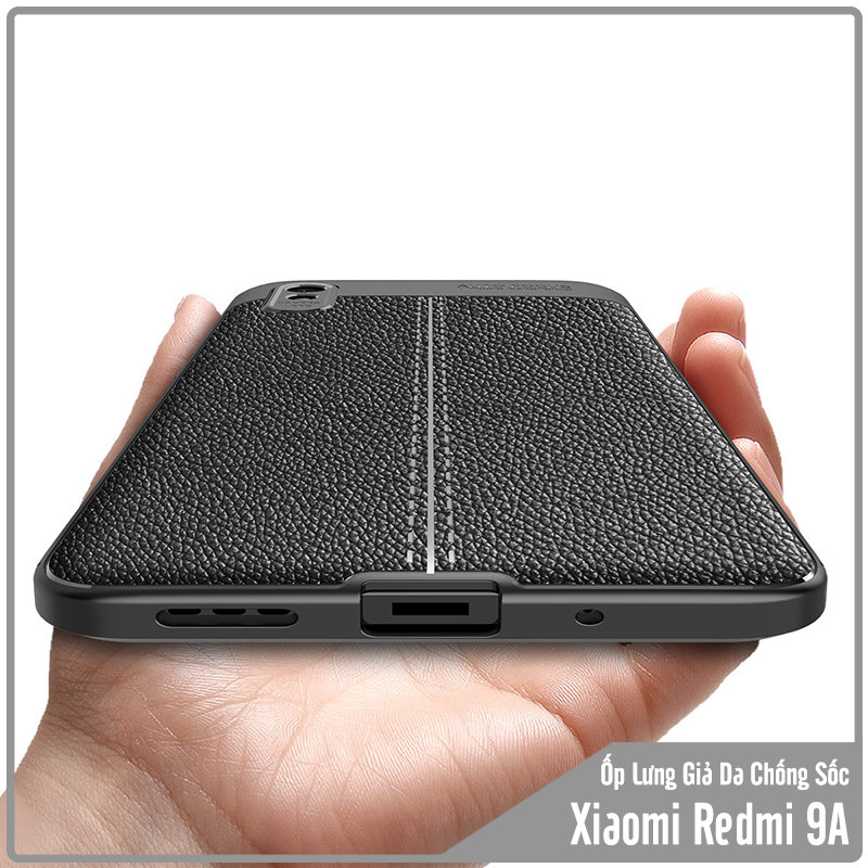 Ốp lưng cho Xiaomi Redmi 9A Giả da chống sốc Auto Focus - Hàng Nhập Khẩu