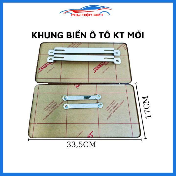 Bộ khung biển số Inox có ốp mica ( Trước + Sau + Pat ) gắn ô tô hai mẫu biển cũ mới