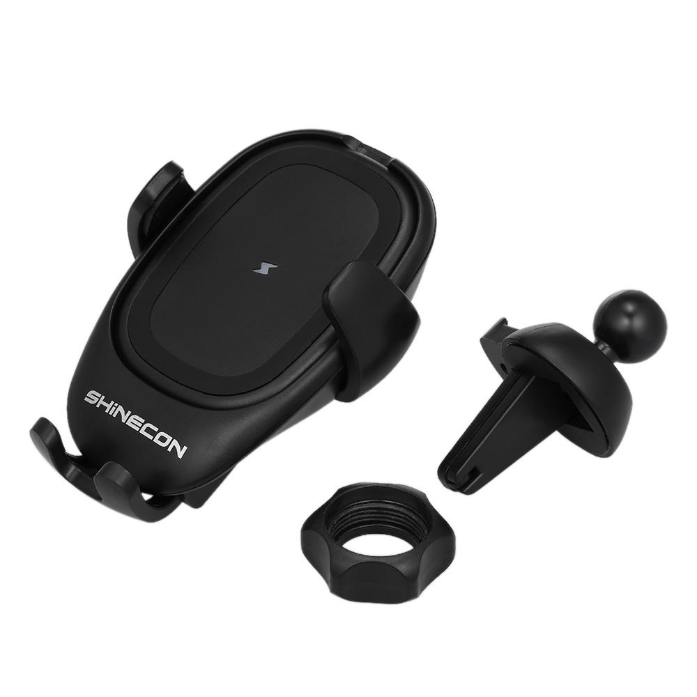 Giá đỡ điện thoại kiêm sạc không dây SHINECON SC-W02 Fast Qi trên ô tô Tương thích với iPhone, Samsung