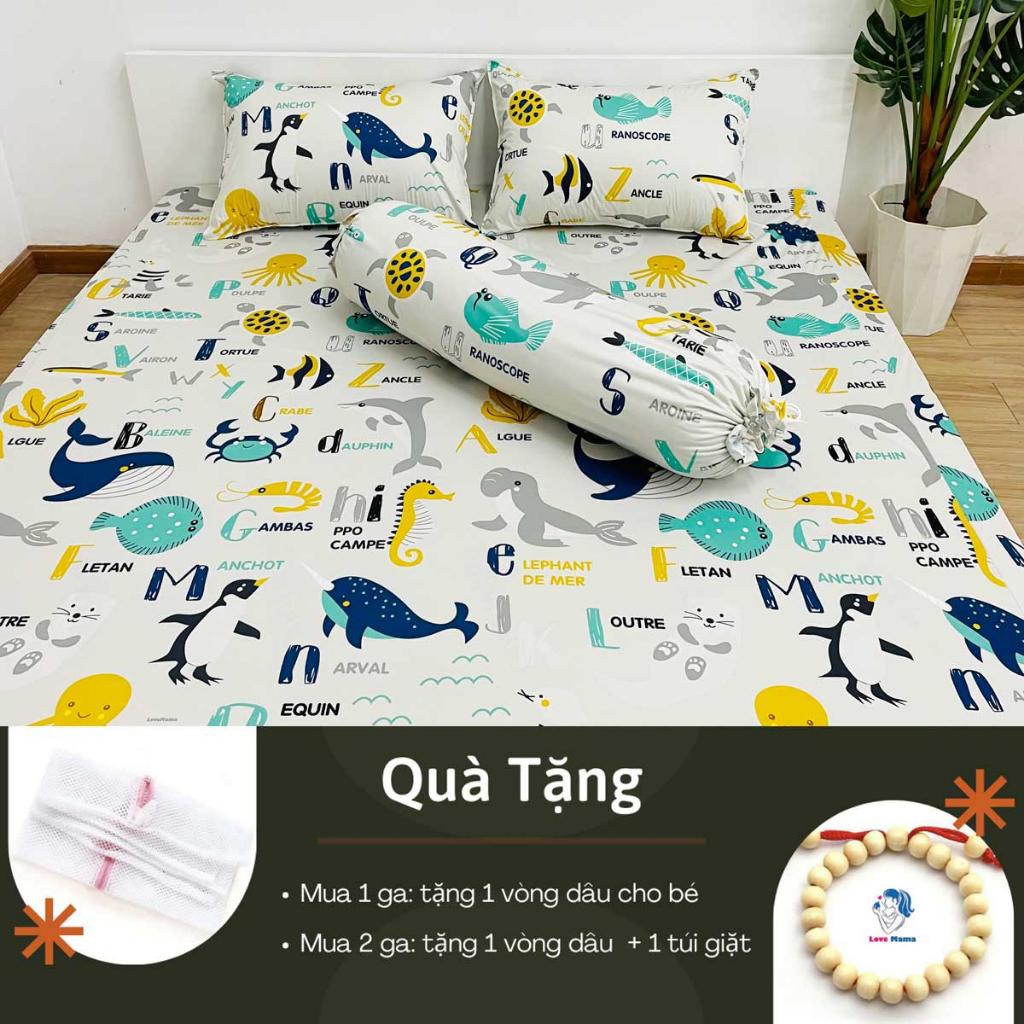 Ga chống thấm Cotton bảng chữ cái ABC tiếng anh họa tiết thú rừng cho bé ham học hỏi