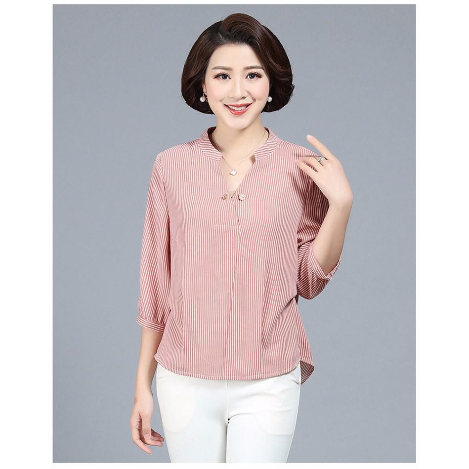 Áo sọc tay lỡ quý cô cao cấp tk144N