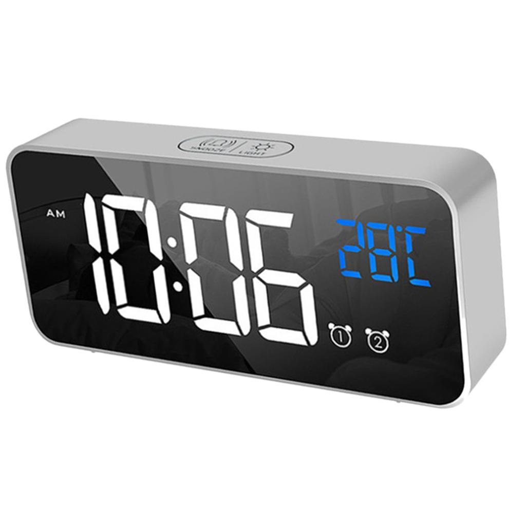 Silent Electronic Alarm Clock Mirror Surface Clock Desktop/Shelf Clock Silver