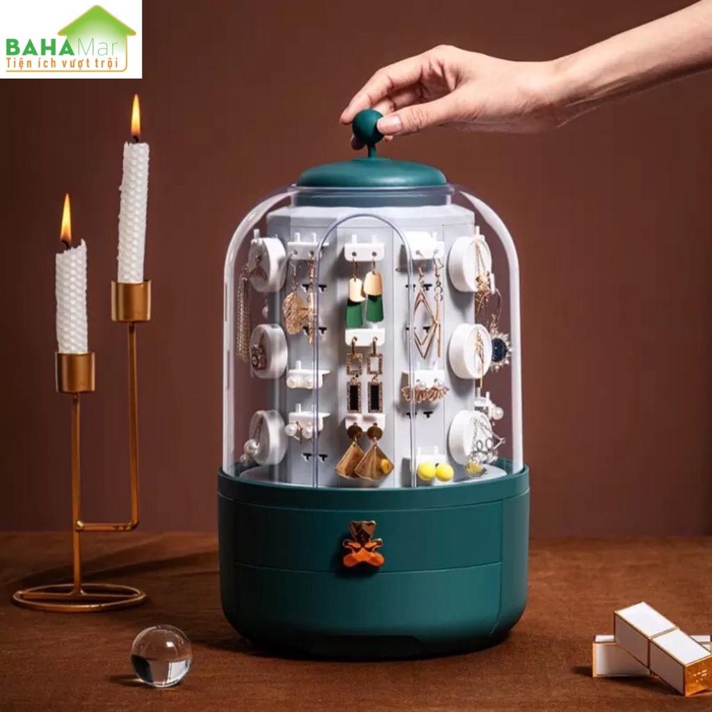 HỘP ĐỰNG TRANG SỨC ĐỂ BÀN XOAY 360 ĐỘ "BAHAMAR" An toàn trang sức, thiết kế móc có thể treo các đồ trang sức trong hộp