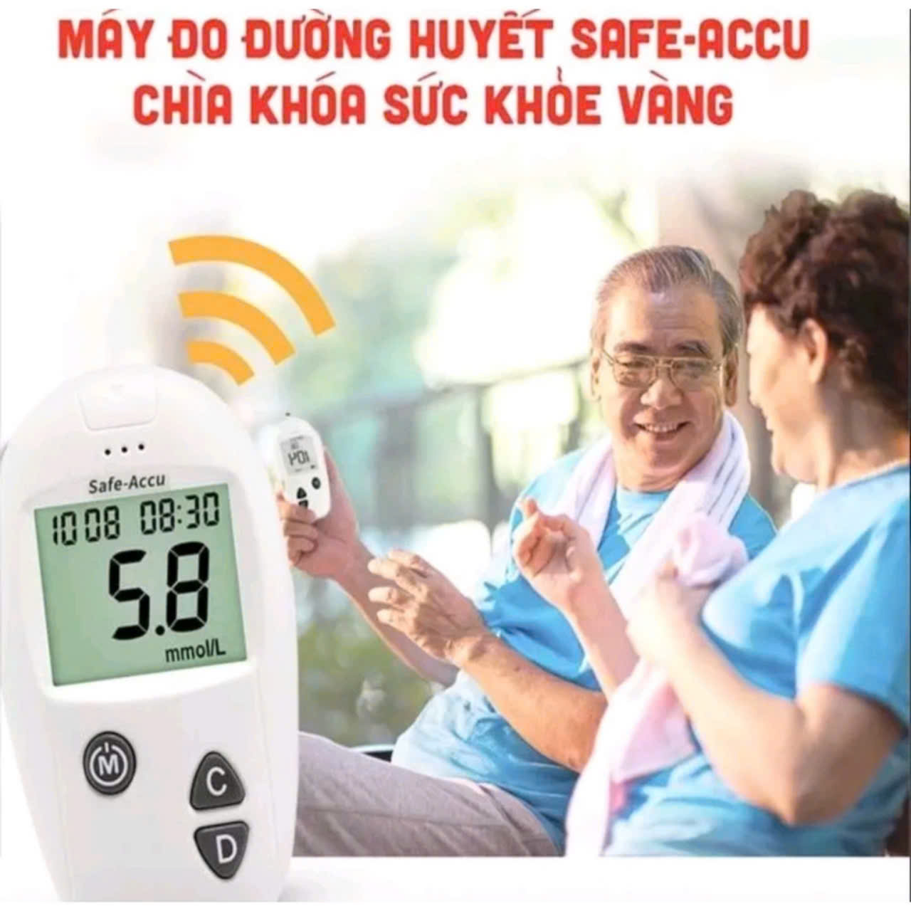Máy Đo Đường Huyết, Máy Đo Lượng Đường Trong Máu Tại Nhà Safe Accu tặng que đo và kim thử máu hàng cao câp