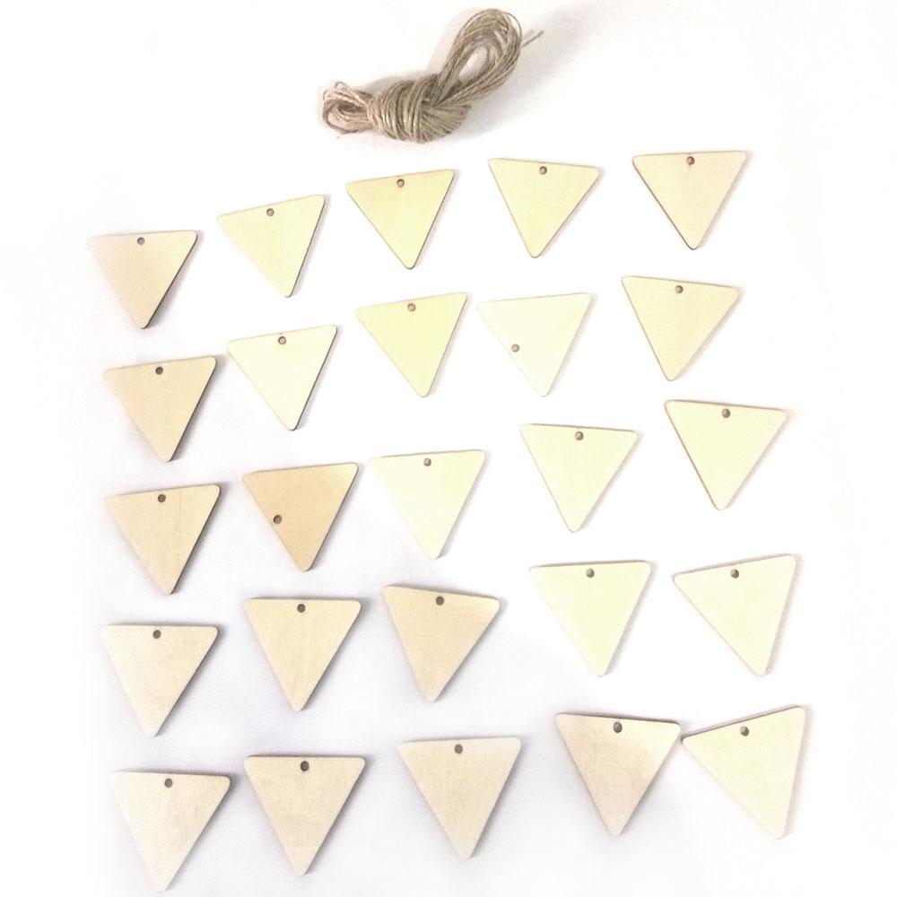 Bộ 25 Thẻ Gỗ Tam Giác Kèm Dây Rơm Tự Làm Trang Trí Đám Cưới