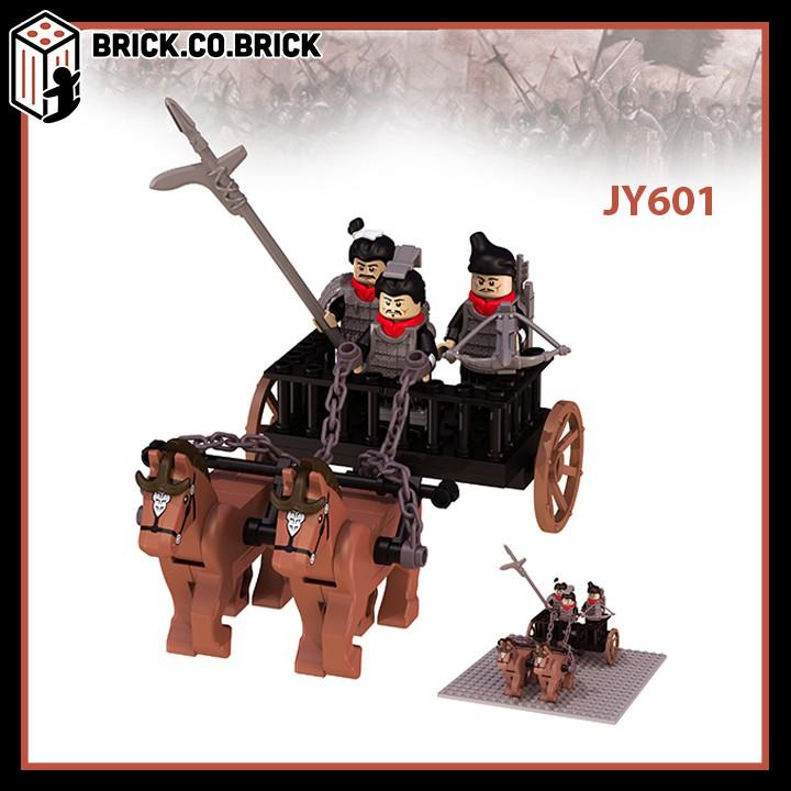 Bộ Nhân vật Đồ chơi Lắp ráp Lính tần Trung Hoa cưỡi xe Ngựa minifig Quin Dynasty Qin Empire Soldier Chariot JY601