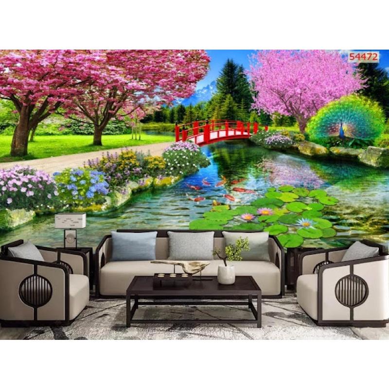 Tranh phong cảnh dán tường 3d. tranh in vải lụa KT 120x80 cm. nhận in kích thước theo yêu cầu 0989685926