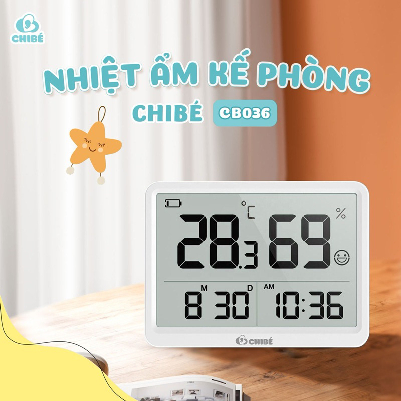 Nhiệt ẩm kế đo nhiệt độ phòng Chibe CB036 - Hàng Chính Hãng