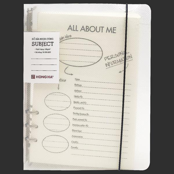 Sổ Bìa Còng Nhựa Trong Subject A5 - Kẻ Ngang - 200 Trang 100gsm - Hồng Hà 3023