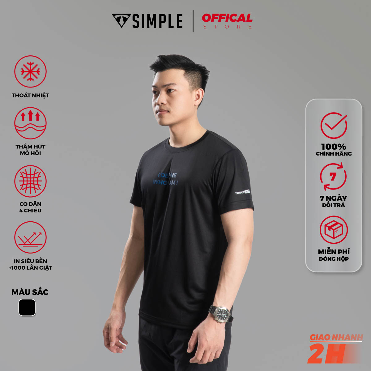 Áo Thể Thao Nam TSIMPLE cổ tròn tay ngắn tập gym vải thun lạnh thoáng mát co giãn chuẩn form MSSAHP014
