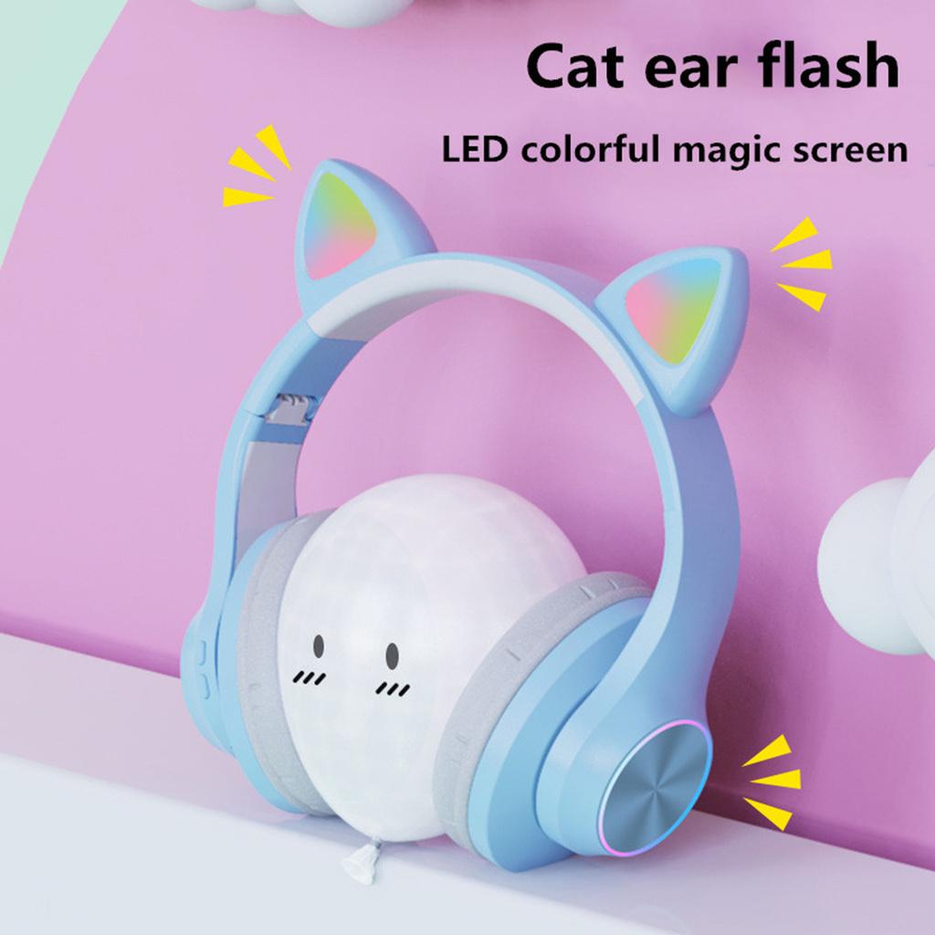 Tai Nghe Bluetooth 5.0 Không Dây Hình Tai Mèo Có Đèn Led Phát Sáng A11