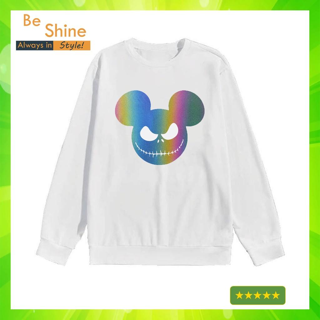 Sweater Chuột Mickey Ma Quái Phản Quang 7 Màu - Áo Nỉ Dài Tay Unisex Form Rộng Thời Trang Nam Nữ Phong Cách Hàn Quốc